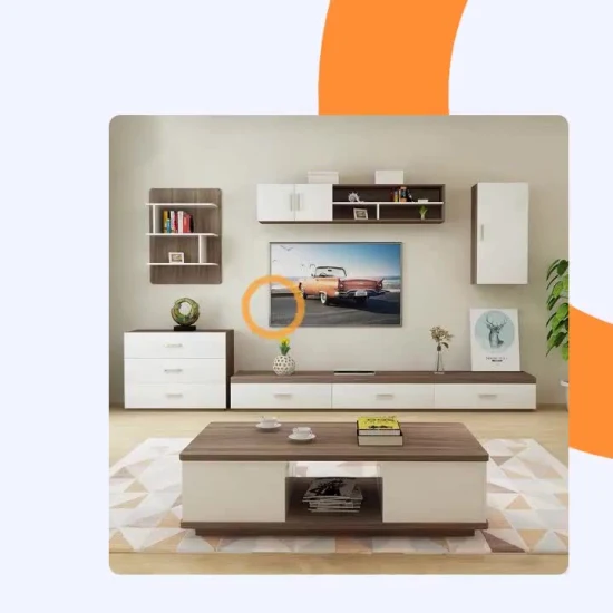 Conjunto minimalista de combinação de armário de TV, mesa de centro e móveis para sala de estar