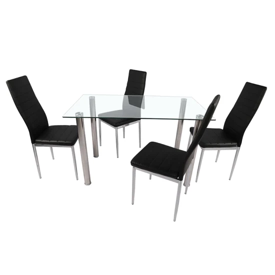 Conjunto de mesa de jantar de metal e vidro para móveis domésticos modernos de venda quente